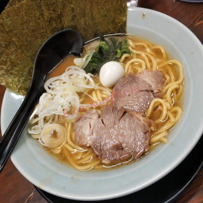 名古屋市中川区 家系ラーメン 爛々亭 味噌 ライス チャーシュー ニンニク 濃いめ多め固め