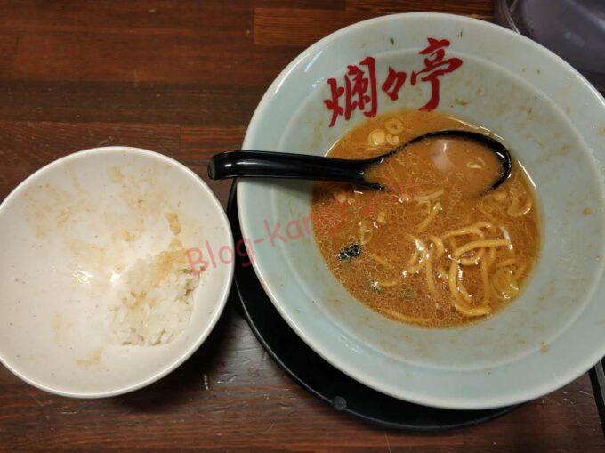 名古屋市中川区 家系ラーメン 爛々亭 味噌 ライス チャーシュー ニンニク 濃いめ多め固め