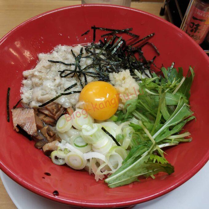 名古屋市天白区 煮豚月見うどん 中西製作所 まぜうどん ニンニクアブラ