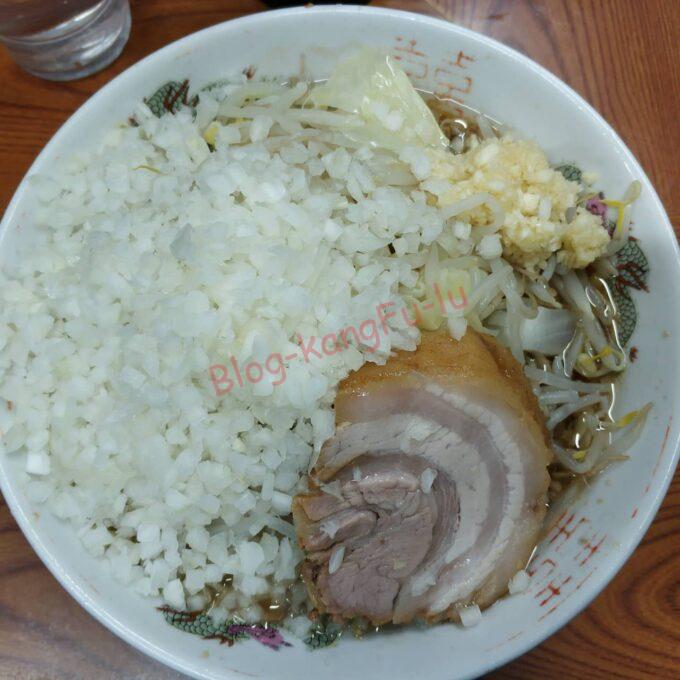 東京都墨田区 ラーメン二郎亀戸店 ニンニク アブラ 玉ねぎ タマネギ 豚