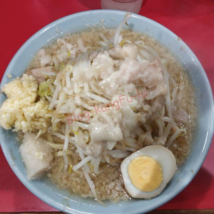 名古屋伏見 二郎系 ラーメン大名古屋店 薄口 ニンニク アブラカタマリ 豚 煮卵 ラーメン二郎