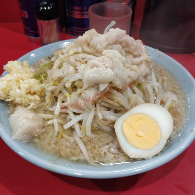 名古屋伏見 二郎系 ラーメン大名古屋店 薄口 ニンニク アブラカタマリ 豚 煮卵 ラーメン二郎