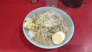 名古屋伏見 二郎系 ラーメン大名古屋店 薄口 ニンニク アブラカタマリ 豚 煮卵 ラーメン二郎