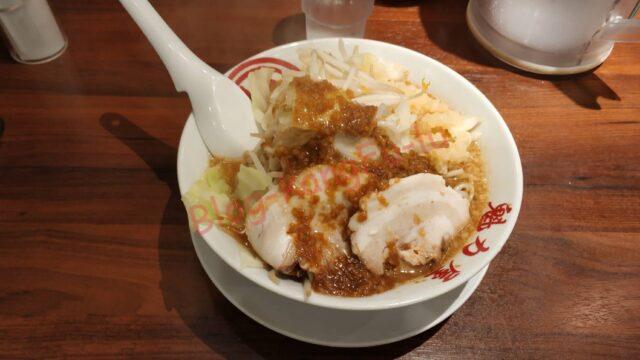 名古屋市緑区 ラーメン魁力屋徳重店 ニンニク アブラ 豚 キャベツ 九条ネギ にんにく背脂醤油ラーメン